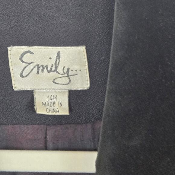 Vintage Emily Wool Tailored Car Coat 14W Academia Black Velvet Collar MOBWIFE - Picture 3 of 11